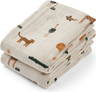 LIEWOOD Lewis Muslinfilt 2-Pack, Safari/Sandy
