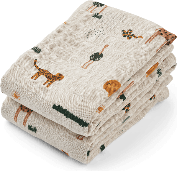 LIEWOOD Lewis Muslinfilt 2-Pack, Safari/Sandy