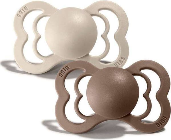 BIBS Supreme Napp Silikon 2-pack, Stl 1 Vanilla/Dark Oak
