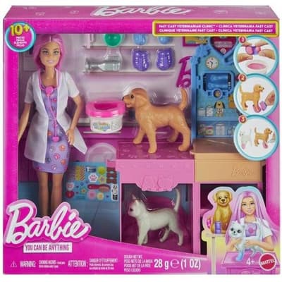 Barbie Fast Cast Veterinärklinik med docka (JFX93)