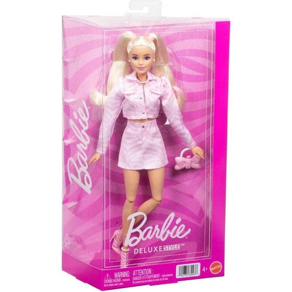 Barbie Deluxe Style Fashion Doll #9 i rosa jeansjacka och kjol (JJN69)