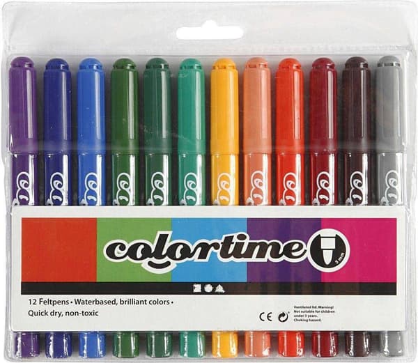 Colortime Tuschpennor 5 mm 12-pack