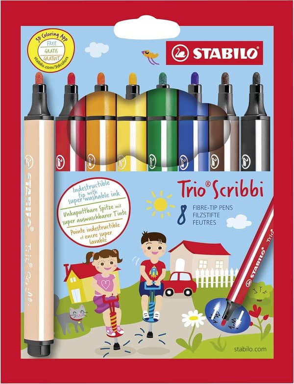 Stabilo Trio Scribbi Tuschpennor 8-pack