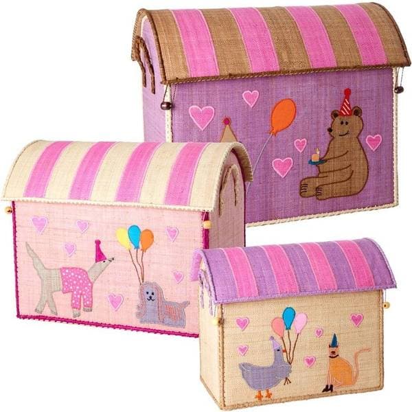 Rice Raffia Förvaringshus Party Animal, 3-pack