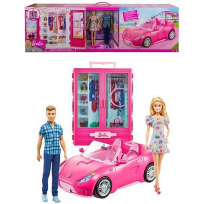 Barbie Dress Up & Go Ultimate Closet, Glam Convertible & Barbie & Ken Dolls (GVK05)