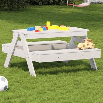 vidaXL Picknickbord för barn, vit 88 x 97 x 52 cm