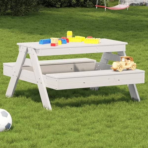 vidaXL Picknickbord för barn, vit 88 x 97 x 52 cm