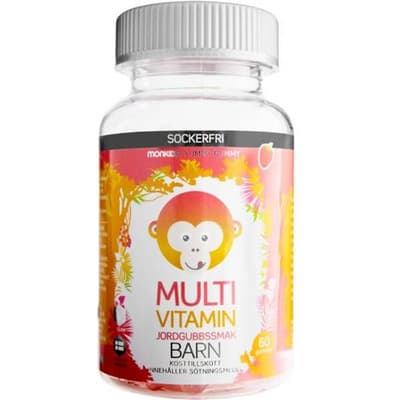 Monkids Multivitamin Sockerfri Barn Jordgubb 60 st