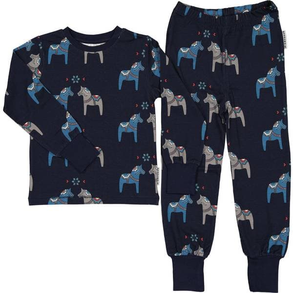 Geggamoja Pyjamas Tvådelad Bambu Dalahäst, Navy