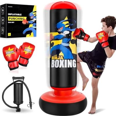 Esnowlee Uppblåsbar Boxningssäck för Barn 168 cm, Röd