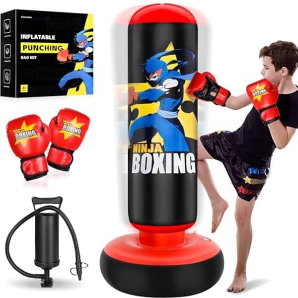 Esnowlee Uppblåsbar Boxningssäck för Barn 168 cm, Röd