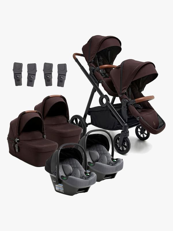 Beemoo Pro Multi 2 Tvillingvagn Inkl. Route i-Size Babyskydd, Espresso Brown/Mineral Grey