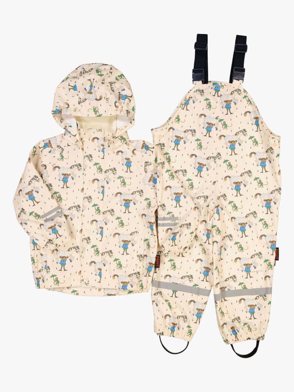 Geggamoja Fodrat Regnställ Pippi Långstrump, Beige, 98-104