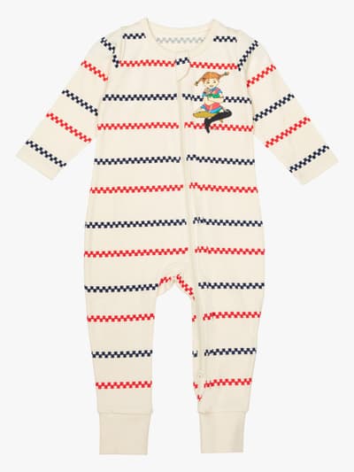 Pippi Långstrump X Martinex Rutrand Pyjamas, Kitt, 74
