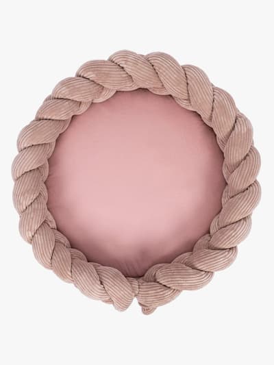 MeowBaby Aesthetic Babynest med Flätat Skydd & Lekmatta, Powder Pink