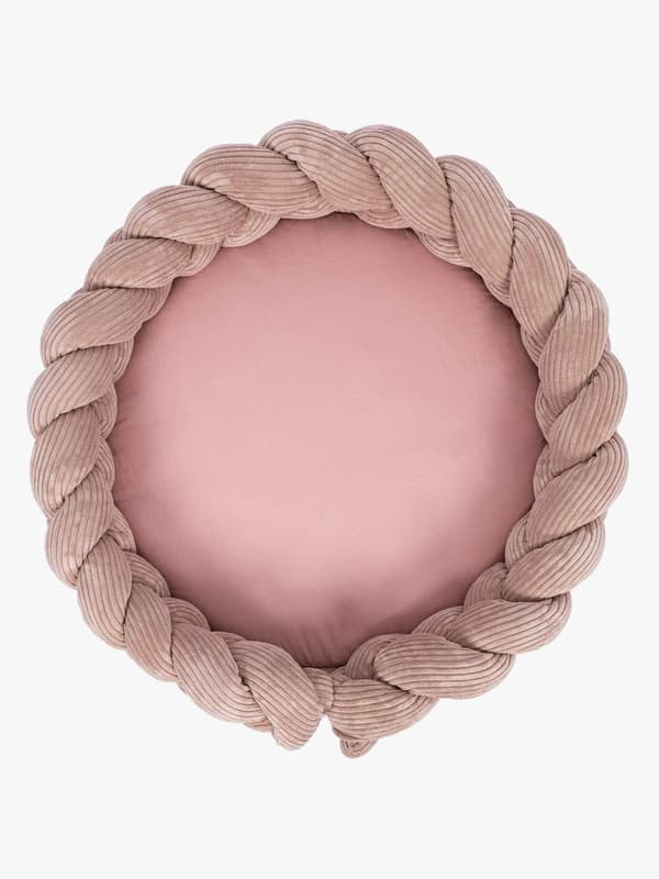 MeowBaby Aesthetic Babynest med Flätat Skydd & Lekmatta, Powder Pink