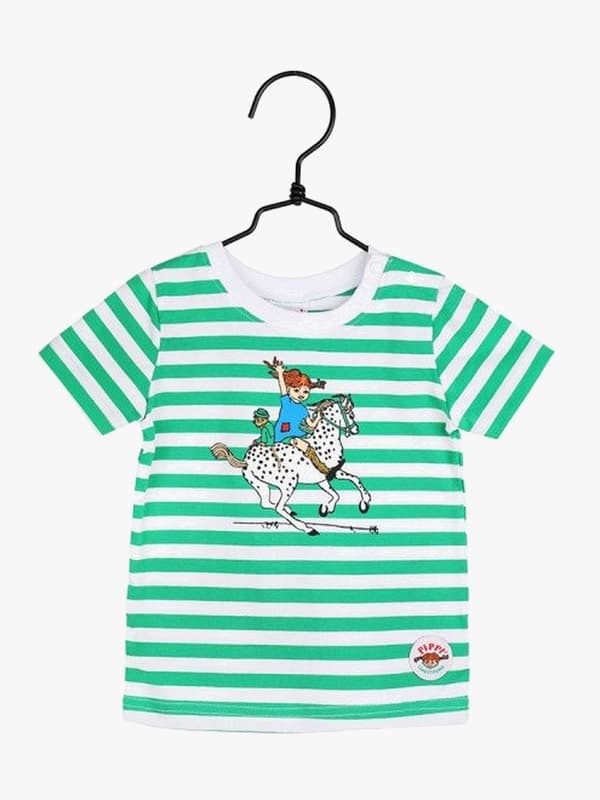 Pippi Långstrump Ridning T-Shirt, Grön, 62-68