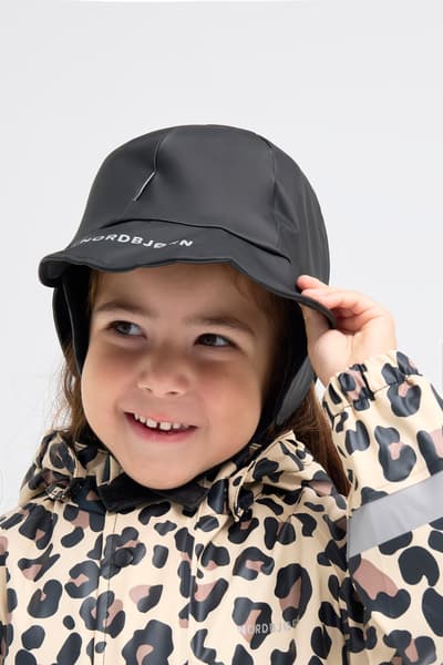 Nordbjørn Korsö Fodrad Regnmössa, Solid Black, 2-4 år