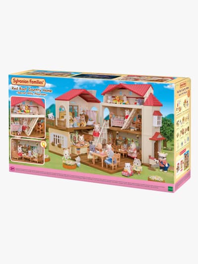 Sylvanian Families Red Roof Country Home Dockhus Hemligt Vindsrum